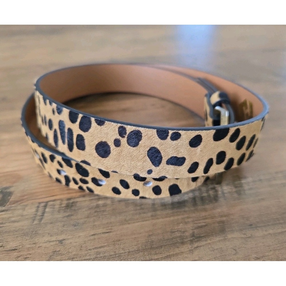 LOKLIK GENUINE LEATHER Women's S Faux Fur Leopard Cheetah 1" Belt Animalprint - Picture 4 of 9